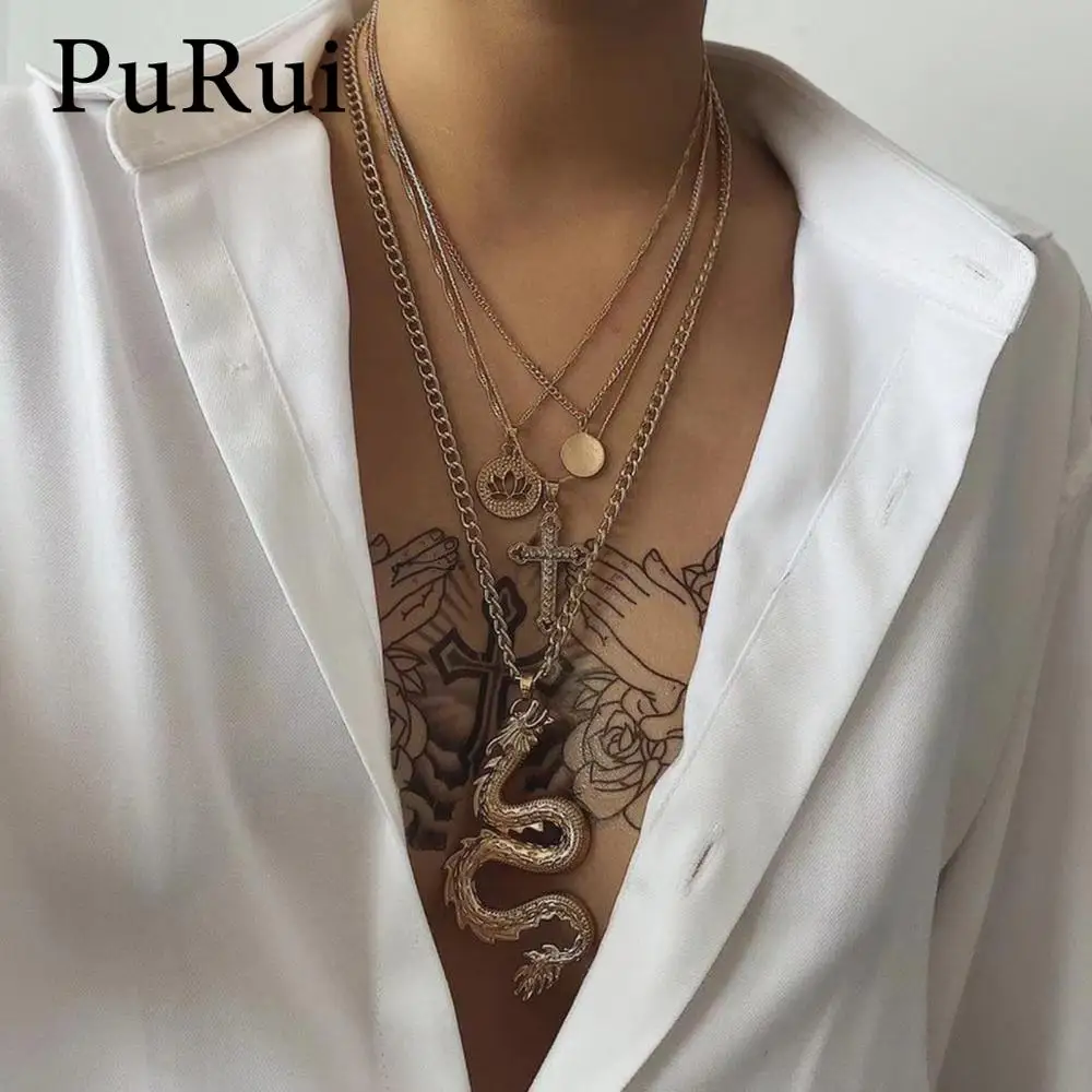 Многослойный винтажный блестящий хрустальный крест Чокер ожерелье в стиле панк