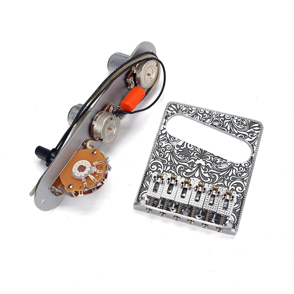 

Pre-wired Switch Control Plate 3 Way Switch Knobs Fixed Tremolo Bridge for Electric Guitar Replacement Parts Acces