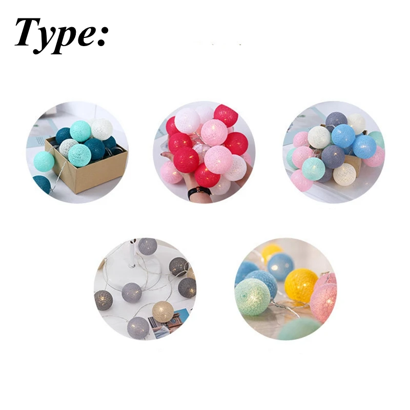 Хлопковый шар светящаяся гирлянда с аккумулятором светодиодная