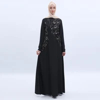 eid mubarak muslim islamic womens black clothing prayer clothes sequins elegant ramadan dress dress retro loose african robe