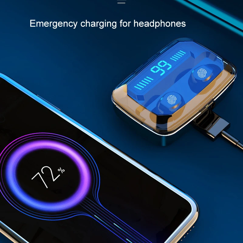 Светодиодный Bluetooth наушники 9D стерео беспроводные наушники мини беспроводные наушники гарнитура с 3500 мАч Внешний аккумулятор наушники
