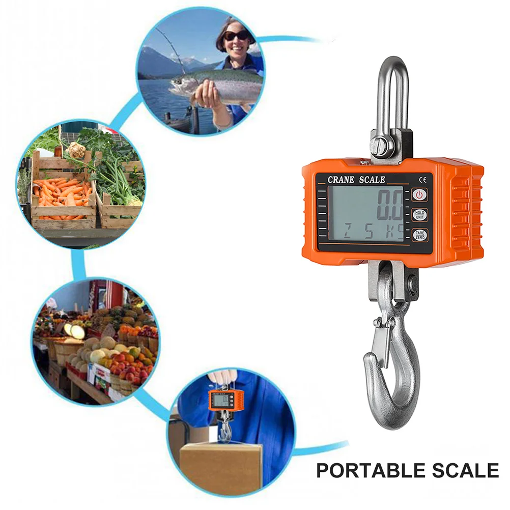 

1 Set 0.5T Wireless Crane Scale Lightweight Hook Scale Electronic Scale