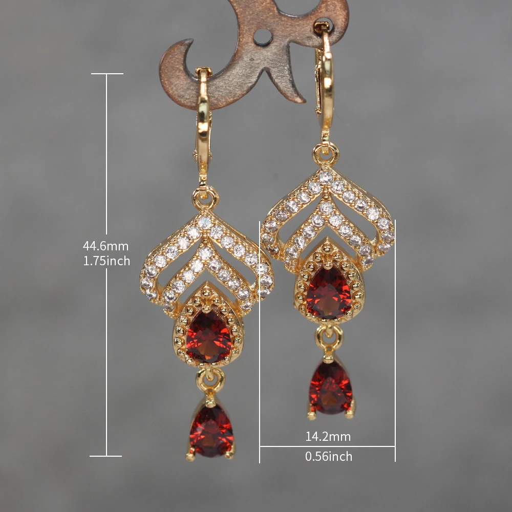 Богемные серьги-подвески для женщин позолоченные серьги с красным сердцем