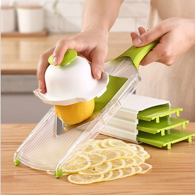 Manual Lemon Chopper Vegetable Mandoline V-Slicer Dicer With 5 Replaceable Blades Veggie Cutter Kitchen Tools | Дом и сад