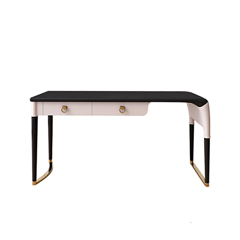 

Hong Kong-style light luxury special-shaped study room creative personality writing desk furniture set Italian metal desk