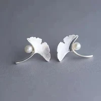 1 pair of new maple leaf white pearl womens pendant earrings bohemian round pearl wedding earrings jewelry gifts