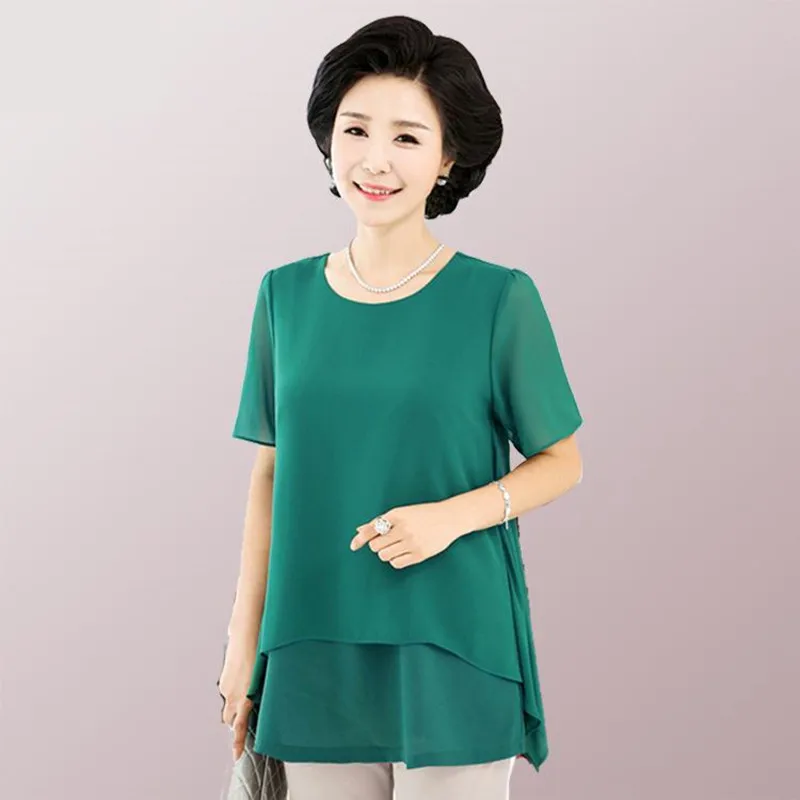 Женские летние блузки оверсайз свободная одежда для мамы большие размеры