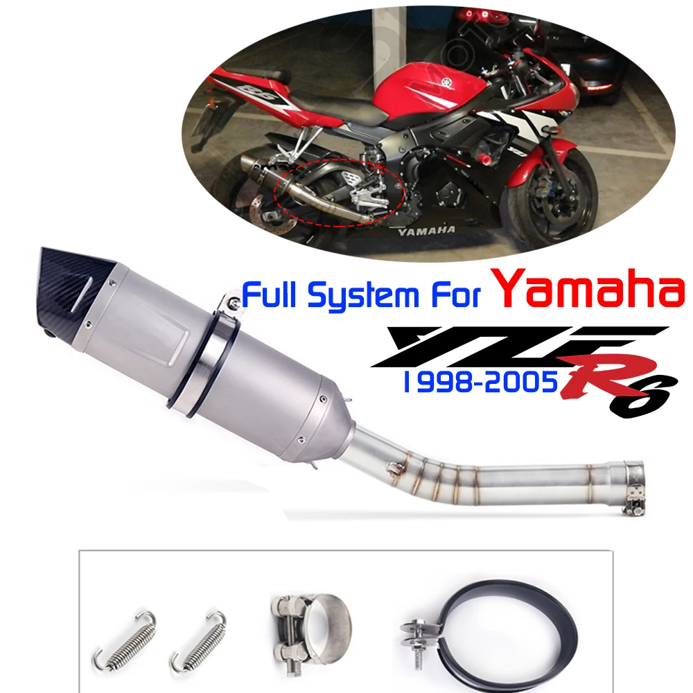 

Slip On For yamaha YZF 600 YZF-R6 R6 1998 to 2005 years Exhaust Motorcycle Exhaust Escape Muffler Middle Front Link Pipe Exhaust