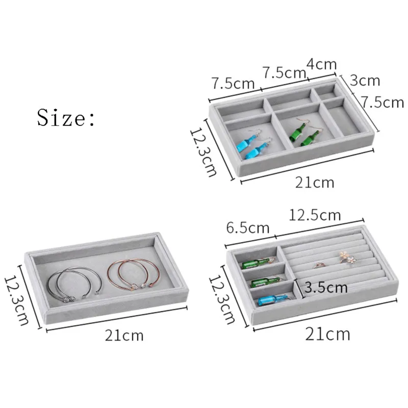 

1/3pcs Multifunctional Jewelry Display Disk Velvet DIY Jewelry Storage Tray Necklace Earrings Ring Tray Decorative Organization