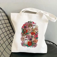 2021 shopper because chihuahua printed tote bag women harajuku shopper handbag girl shoulder shopping bag lady canvas bag