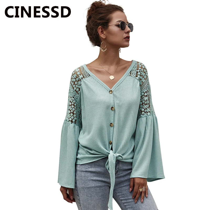Женский вязаный свитер CINESSD однотонный кардиган на пуговицах с v-образным вырезом