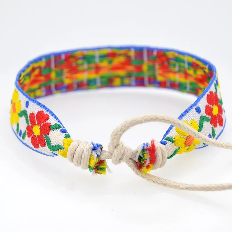 Abl335 Дешевый Браслет с Цветочным Узором "Либерти" и Геометрическим Оберегом для Девушек в Бохо Стиле, Ручной Работы, Шик, Йога. Браслеты "Фемме" и Дружбы.