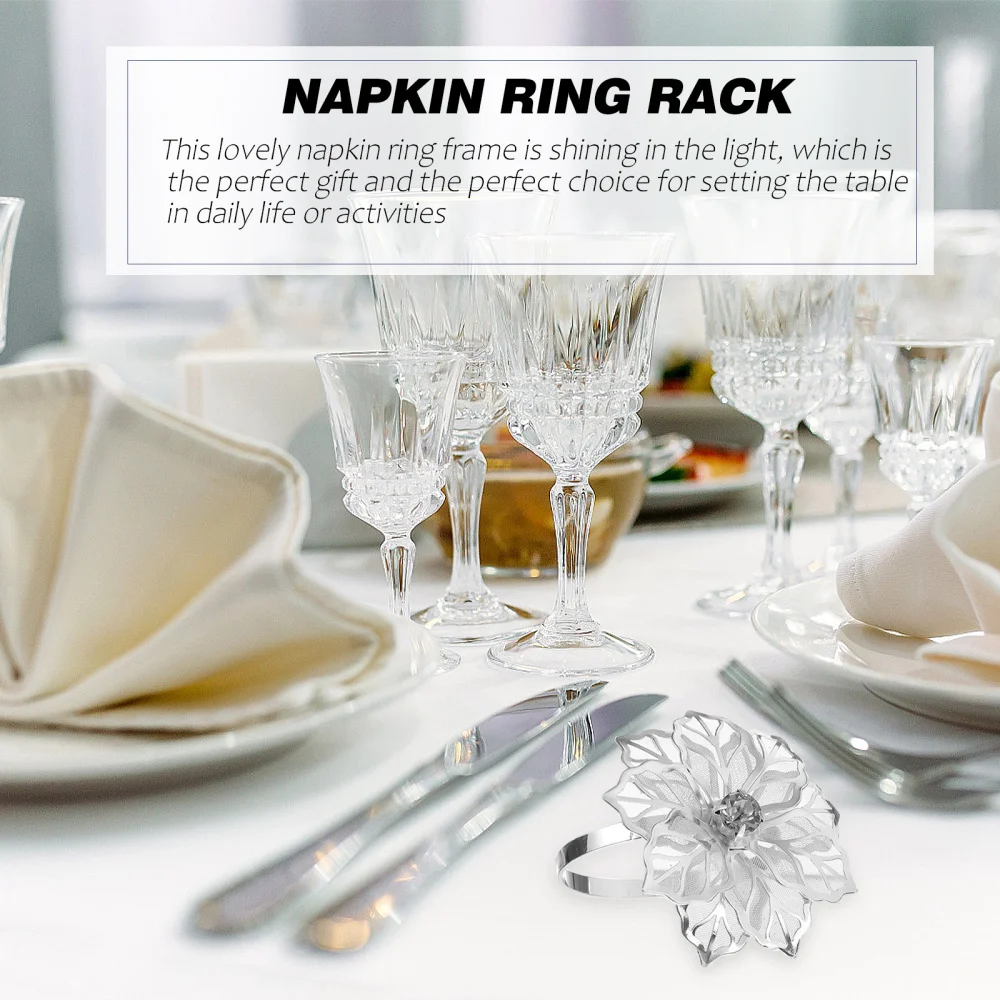 

12Pcs Flower Shape Napkin Buckles Alloy Napkin Ring Holders for Wedding Party