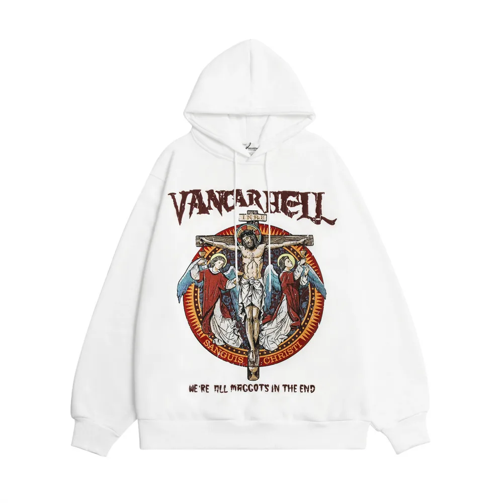 

Свитшот мужской с капюшоном, уличная одежда в стиле хип-хоп, пуловер с надписью Иисуса Креста, хлопковая флисовая толстовка в стиле Харадзюк...