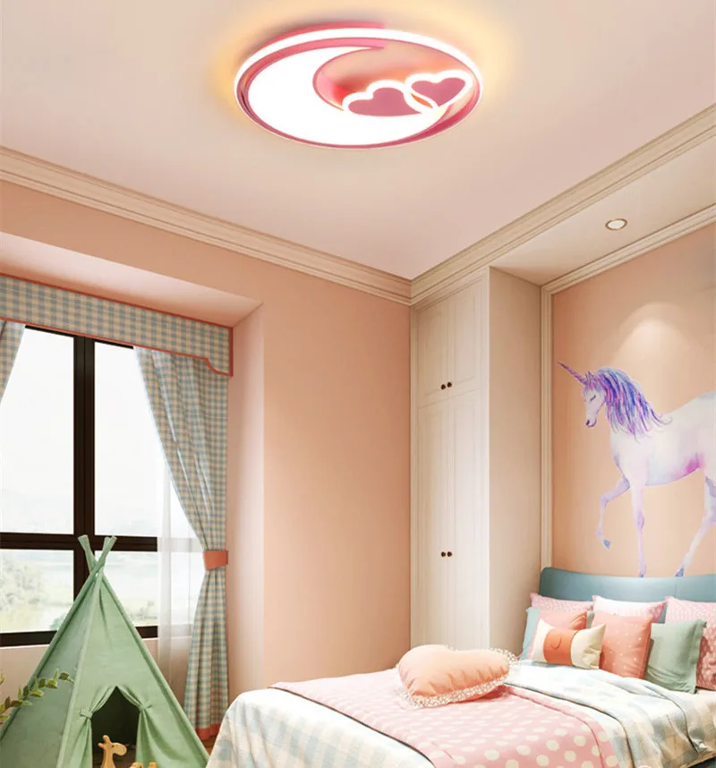 

Nordic children's room bedroom LED ceiling light 32W38W heart pink lovely daughter room warm LED ceiling light indoor lighting