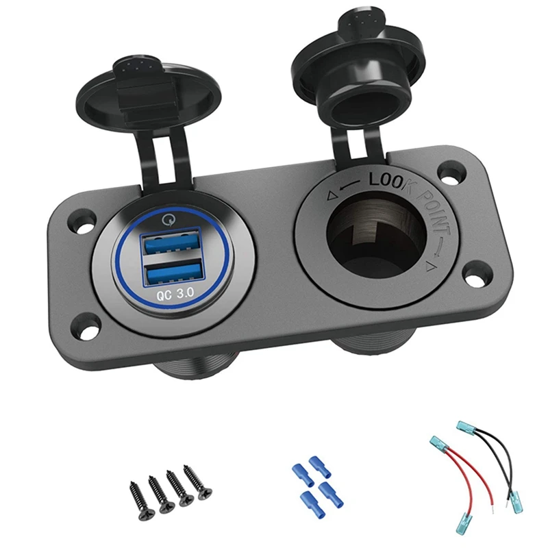 

AL21 -Qc 3.0 Usb Power Socket Car 12V / 24V,Quick Charge 3.0 Car Charger Receptacle Socket Waterproof Cigarette Lighter Usb Box