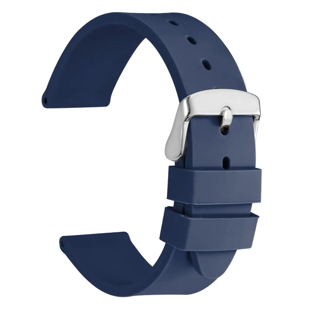 Blue-Silver Buckle WOCCI силиконовый мягкий резиновый спортивный ремешок для часов 18 мм 20 мм 22 мм черный желтый синий Универсальный ремешок для часов Amazfit ремешок Bip - Цвет ремешка: Blue-Silver Buckle