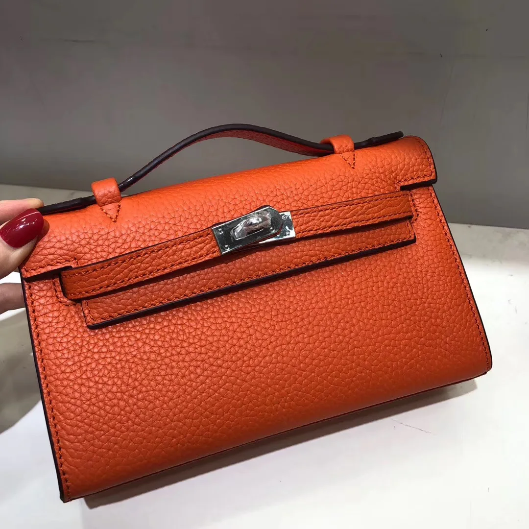 

free shipping 2020 the new style litchi grain genuine cow leather women handbag one shoulder bag crossbody bag 10 color 22cm