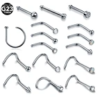 Серьга-гвоздик для носа из титана с фианитом, ювелирное украшение для пирсинга с хрустальным шариком в форме буквы L, 1 шт., 20 г