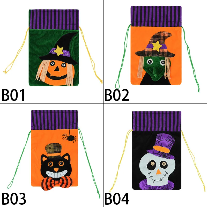 

1pc Halloween Candy Cookies Non-woven Gift Bags Pumpkin Witch Kids Favor Wrapping Bag Decor Halloween Party Package Pouch Supply