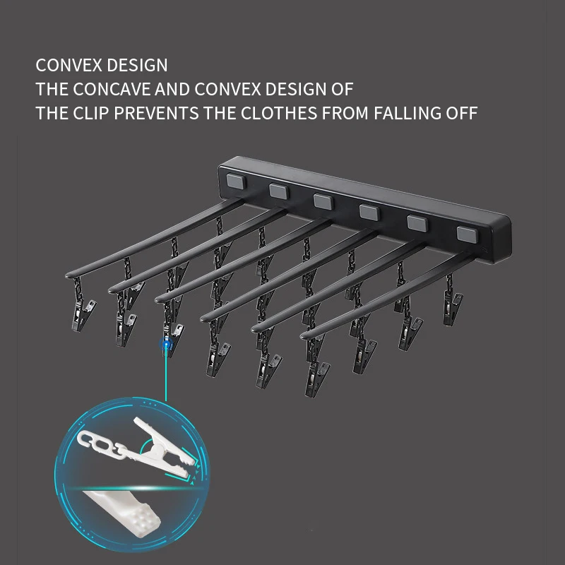 

Punch-free Creative Folding Windproof Clip Bathroom Balcony Air Drying Artifact Perforation-free Sock Rack Child Clothing Clip