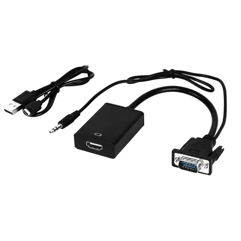 

Hot VGA Maschio A HDMI Convertitore Femminile Dell'adattatore Del Cavo Con Audio Uscita Di 3.5mm 1080P VGA A HDMI Per PC Del