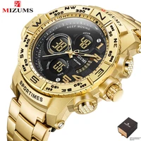 mizums mens sport watches luxury gold stainelss steel watch men waterproof digital male clock military relogio masculino 2021