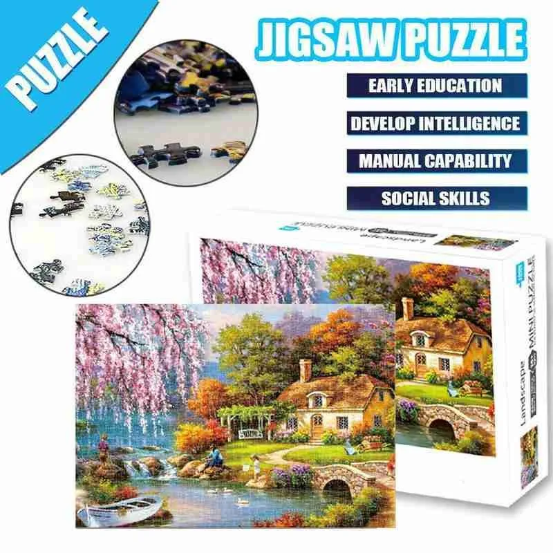 

Jigsaw 1000 Pieces Puzzles Idylic Landscape Self-assembling Puzzles Home Decoration Jigsaw Puzzles Decompression Toy For Adults