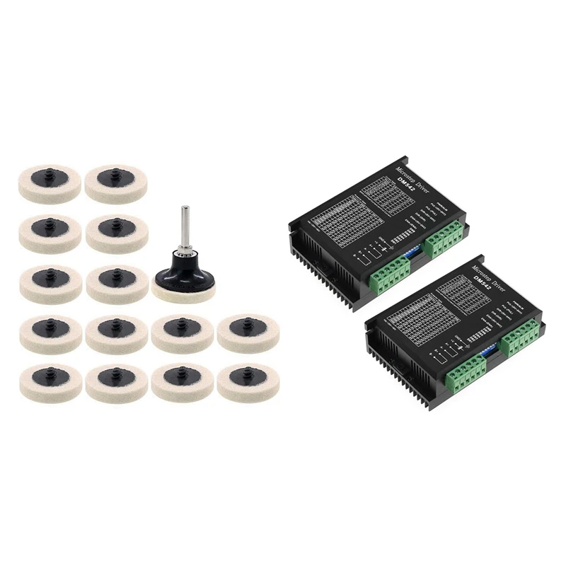 

16Pcs 2 Inch Fabric Disc Polishing Buffing Pads Wheels Disc Holder & 2Pcs DM542 Stepper Motor Controller 2 Phase