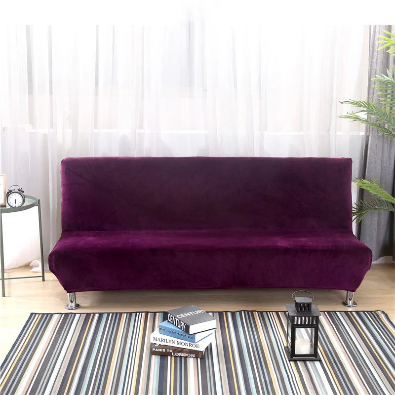 Purple Спандекс бархат диван Чехлы пылезащитный стрейч диван-кровать Чехол для гостиной без подлокотника все включено чехол для дивана - Цвет: Purple