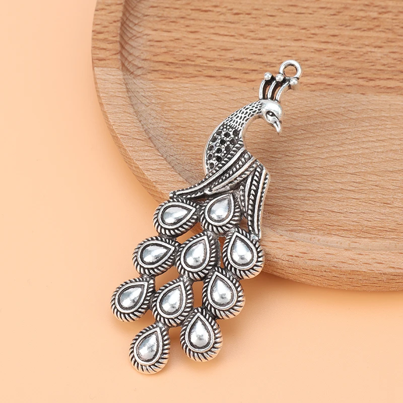 

5pcs/Lot Large Peafowl Peacock Charms Pendants for Silver Color Necklace Jewelry Making Accessories