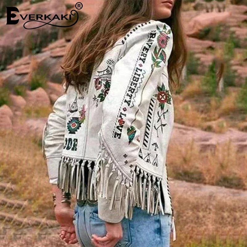 Куртка женская с принтом и кисточками в стиле бохо|Женские куртки| |