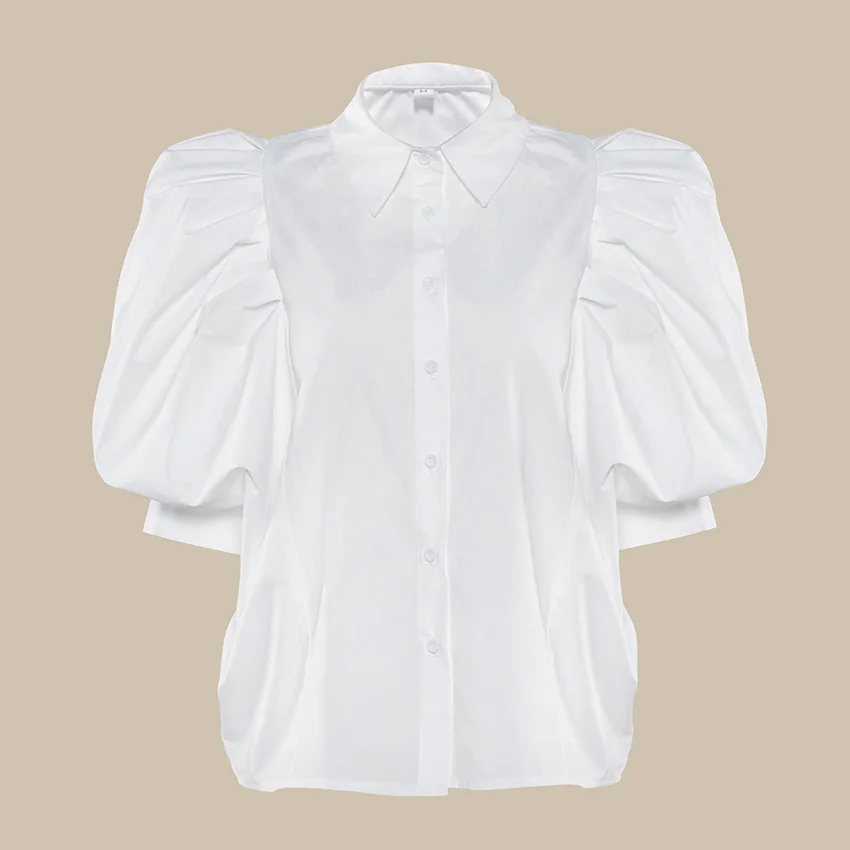 

2020 Women's Blouses White Shirt Street Batswing Half Sleeve Top Fashion Korean Spring Autumn Shirts Loose blusas mujer de moda