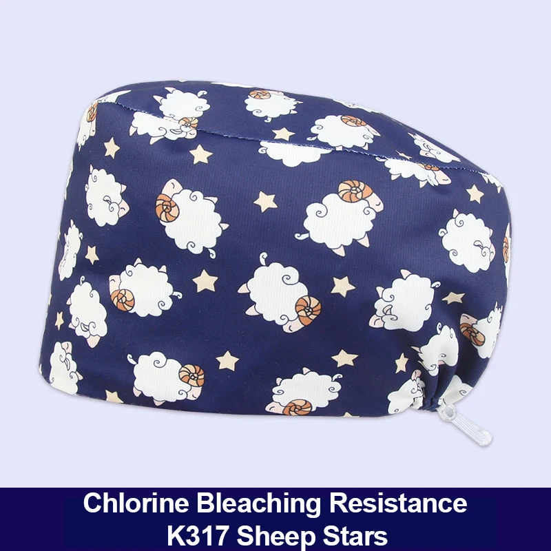 

Satin Silky Sheep Scrub Cap Women Men Chlorine Bleaching Resistance Elastic Cordlock Adjustable Nursing Working Hats K317