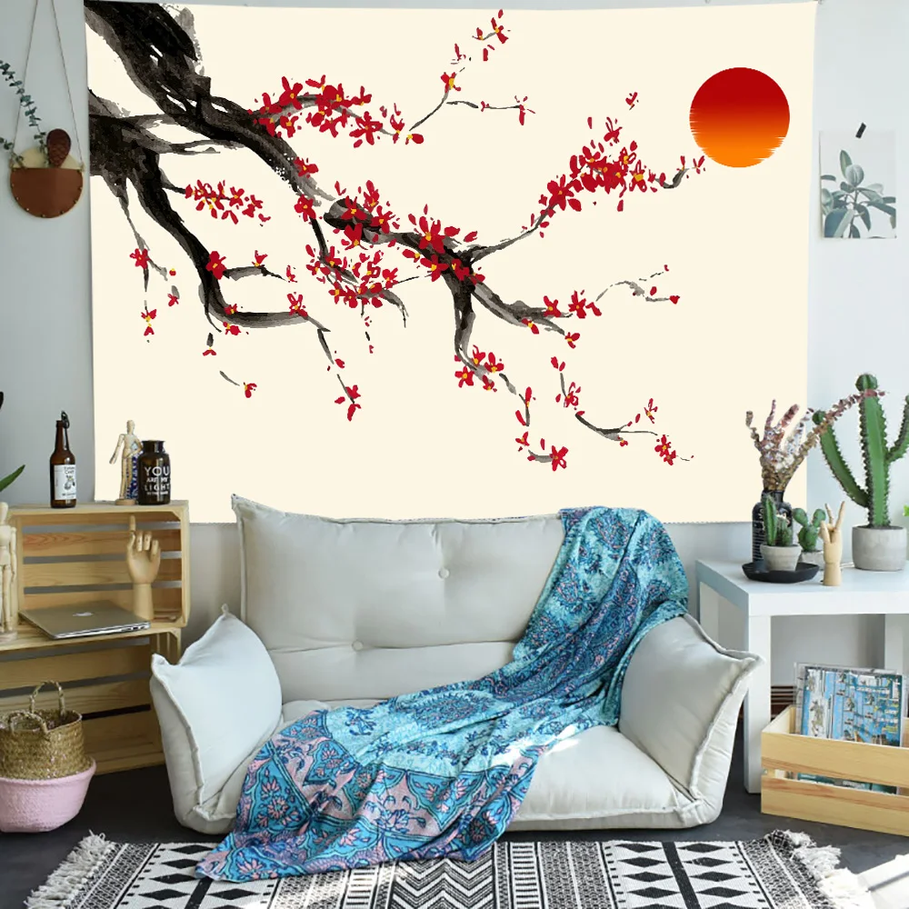 Simсант Цветок персика гобелен японский фольклорный тематический искусство