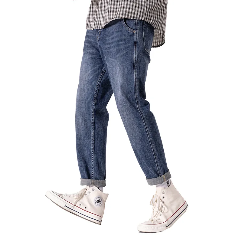 

Mens Jeans England Style Casual Loose Plus Size Hip Hop Harem Denim Pants Solid Blue Quality Trousers Blue Jeans Male Clothes