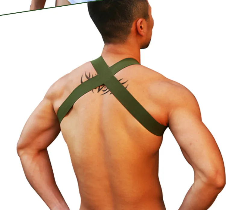 

Men Fitness harness Sports Shoulder Straps Muscle Exercise Protective gear Support Sexy tank top Back Support Elastic Bandage