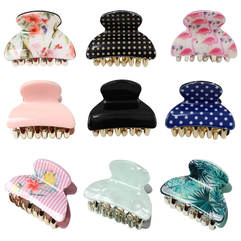 Épingles à cheveux en acrylique pour femmes, 2 à 4cm, pinces de crabe de couleur mixte, pince à cheveux en métal, outil de maquillage pour filles, accessoires pour cheveux  (0)