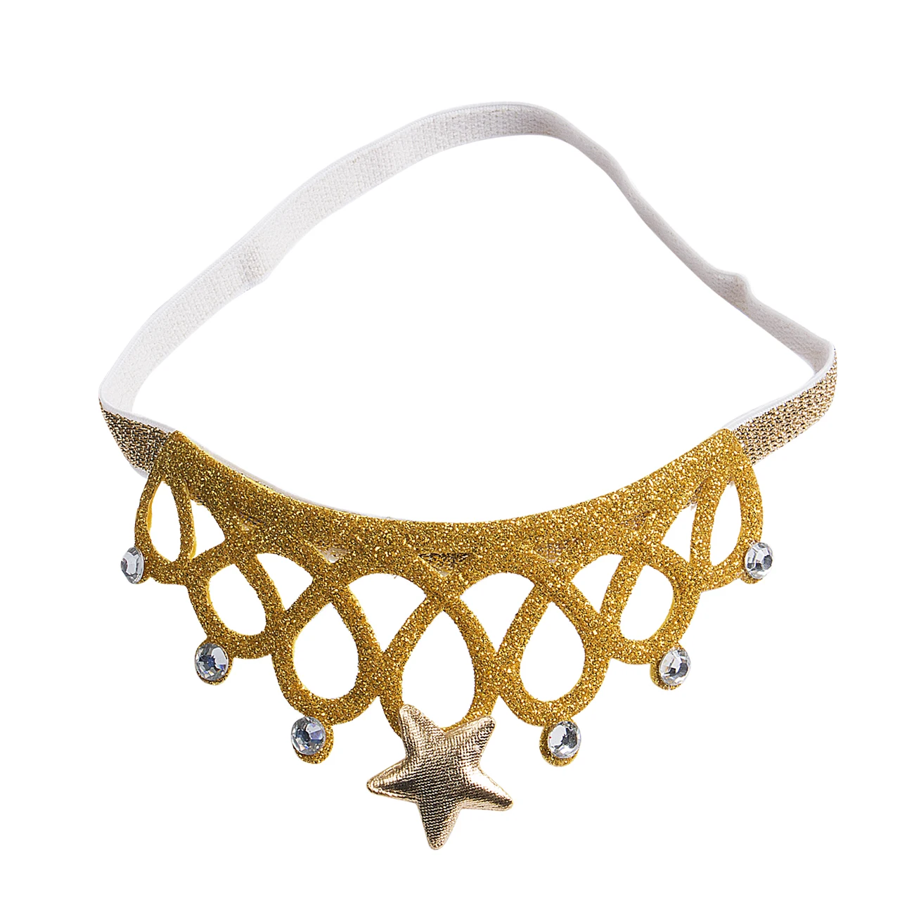 Новые детские аксессуары для волос в стиле принцессы королевы, ободки для волос для маленьких девочек, звездная корона, эластичная ободка для волос золотого и серебряного цветов.