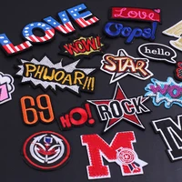 new love letter patches stickers iron on rock star embroidered patches for clothing jackets fabric wow patches badges applique i