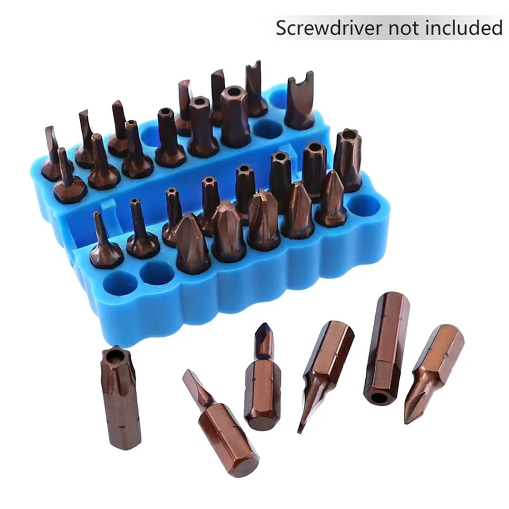 

1/4 Inch Holder 32 Holes Screw Bits 64x48x15mm Blue Flexible Hex Plastic