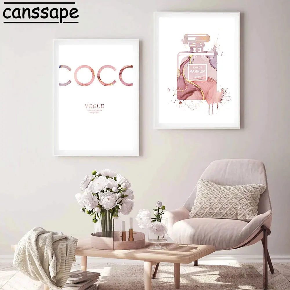 Модный плакат флакон духов холст картина цитаты настенный современные модные