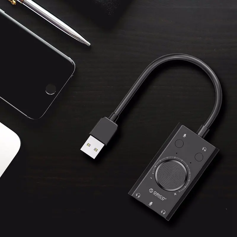 Внешняя звуковая карта Orico Usb-адаптер для наушников и микрофона с функцией