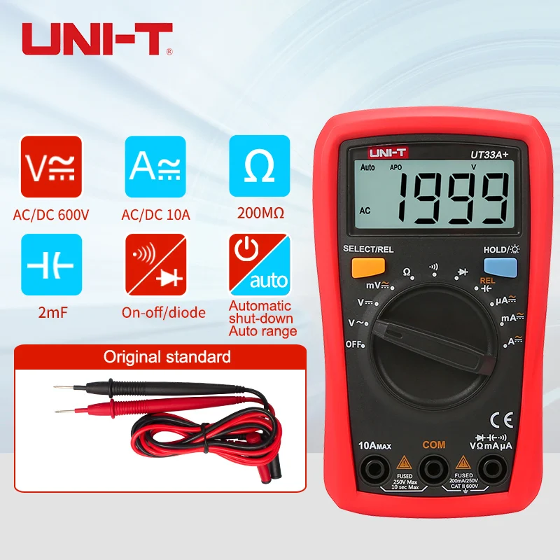 UNI-T Digital Multimeter Voltage Tester 600V 10A  Auto Range  Smart Multimetro Tester Ohm Capacitance Hz Voltage Meter