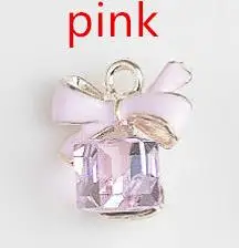 pink MRHUANG, 10 шт./лот, бант, квадратное стекло, эмаль, амулеты, капля масла, цинковый сплав, золотой цвет, плавающий кулон, модные ювелирные изделия, аксессуары - Окраска металла: pink