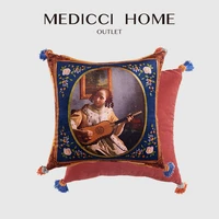 medicci home vintage cushion cover retro style guitar girl graphic print living room sofa decorative accent pillow case 30x30cm