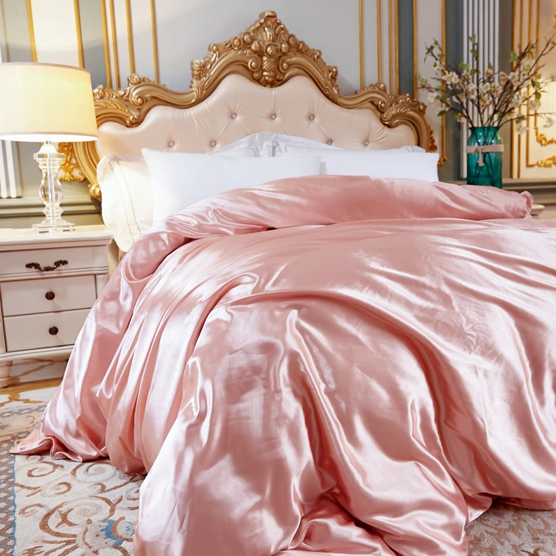 1pc solid color duvet cover high end ice silk satin single double queen king size quilt cover soft qualified comfortable free global shipping