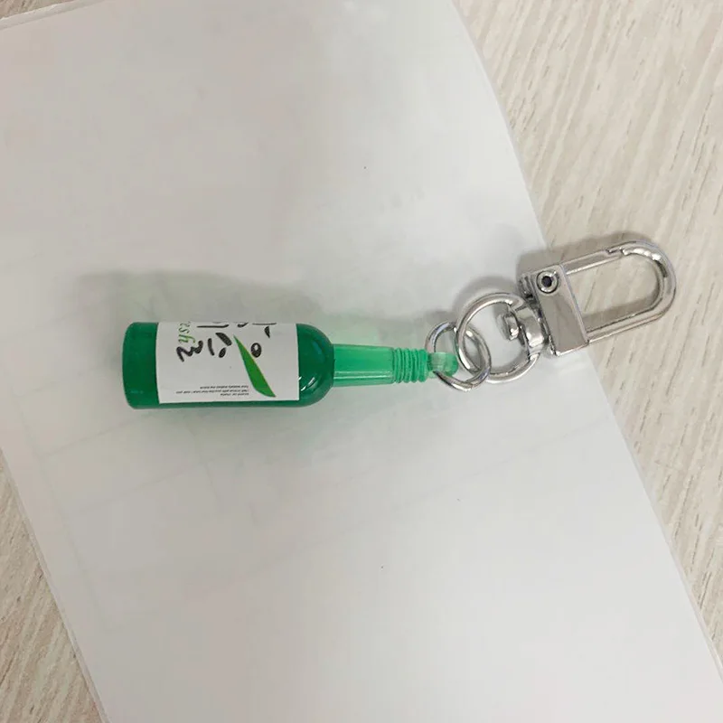 Корейский брелок для ключей в виде пива зеленая подвеска чехол наушников кольцо