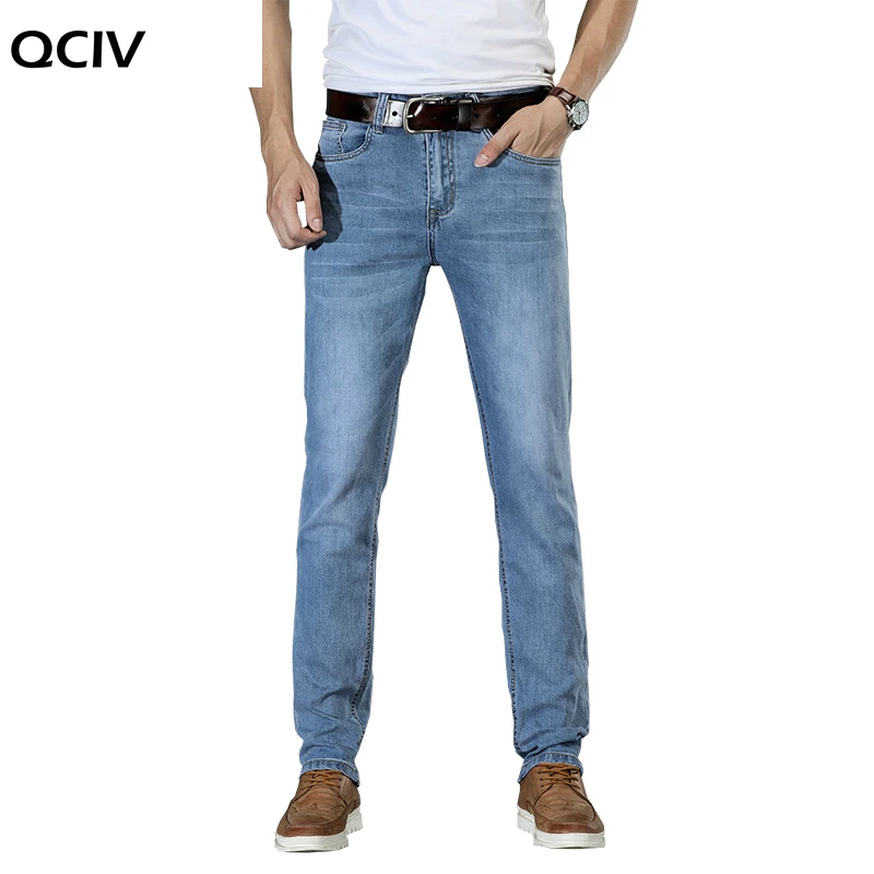 Новые мужские джинсы модные прямые хлопковые потертые облегающие Стрейчевые