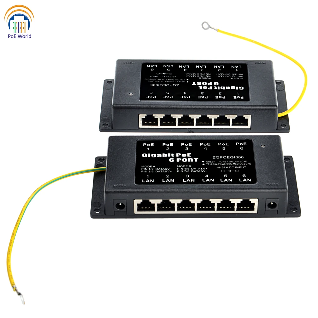 Инжектор POE мир 6 Порты и разъёмы Gigabit PoE инжектор 802.3af Пассивный Стандартный